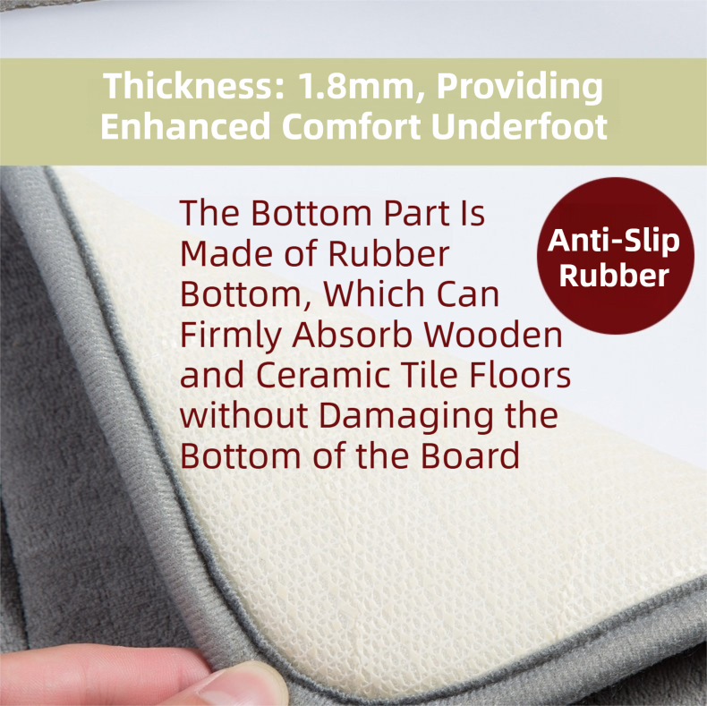 Khaki Ultra-Absorbent Non-Slip Thickened Bath Mat(1.8x40x120CM) - Luxurious Durable Soft Floor Rug with Rubber Backing, Hand & Machine Washable Doormat for Bathroom & Entry