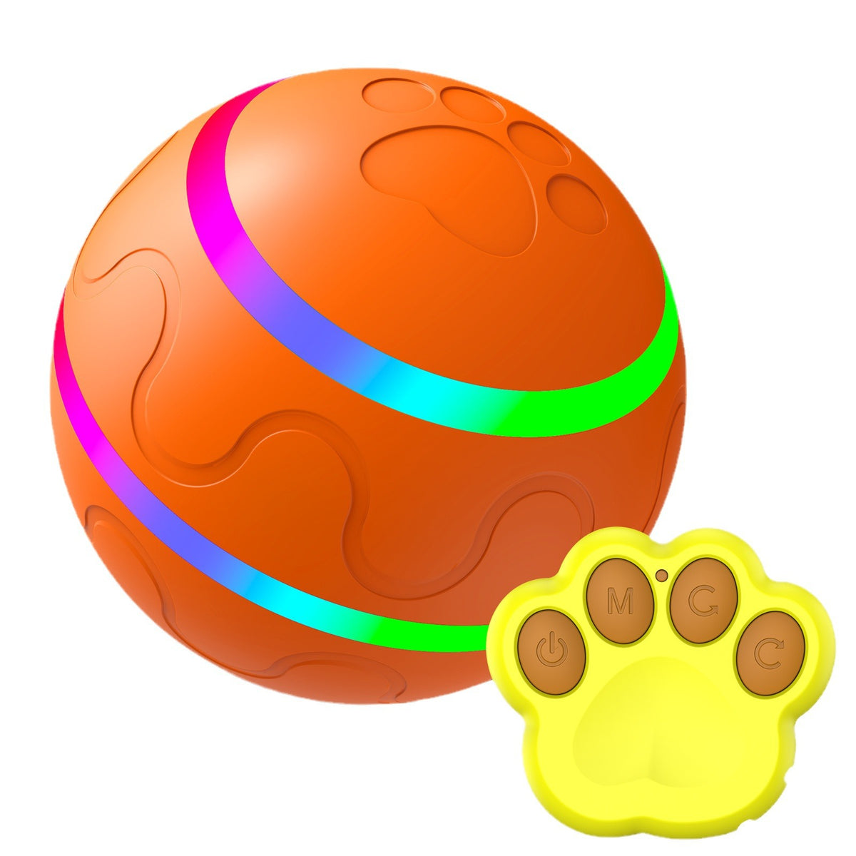Orange Durable TPU Smart Interactive Electric Pet Toy Ball With Remote - Automatic Normal &amp; Crazy Mode Bouncing Dog &amp; Cat Chew Toy, Remote Activated