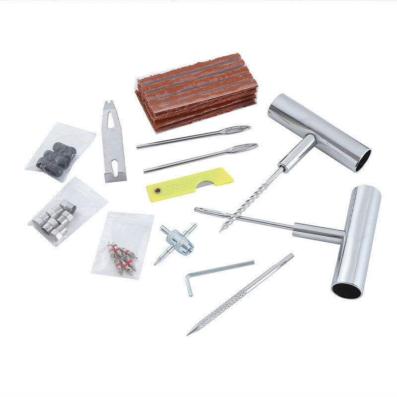 A 33-piece set Blue Heavy-Duty Tubeless Tyre Repair Kit - Emergency Puncture Plug Set for Cars, Motorcycles & ATVs