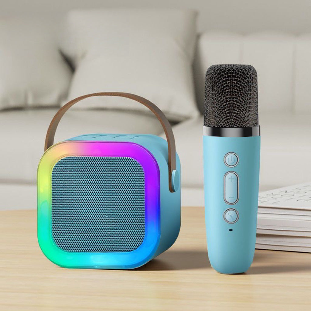 Blue single wheat Portable Mini Karaoke Machine with Wireless Microphone - Bluetooth Speaker for Kids & Adults