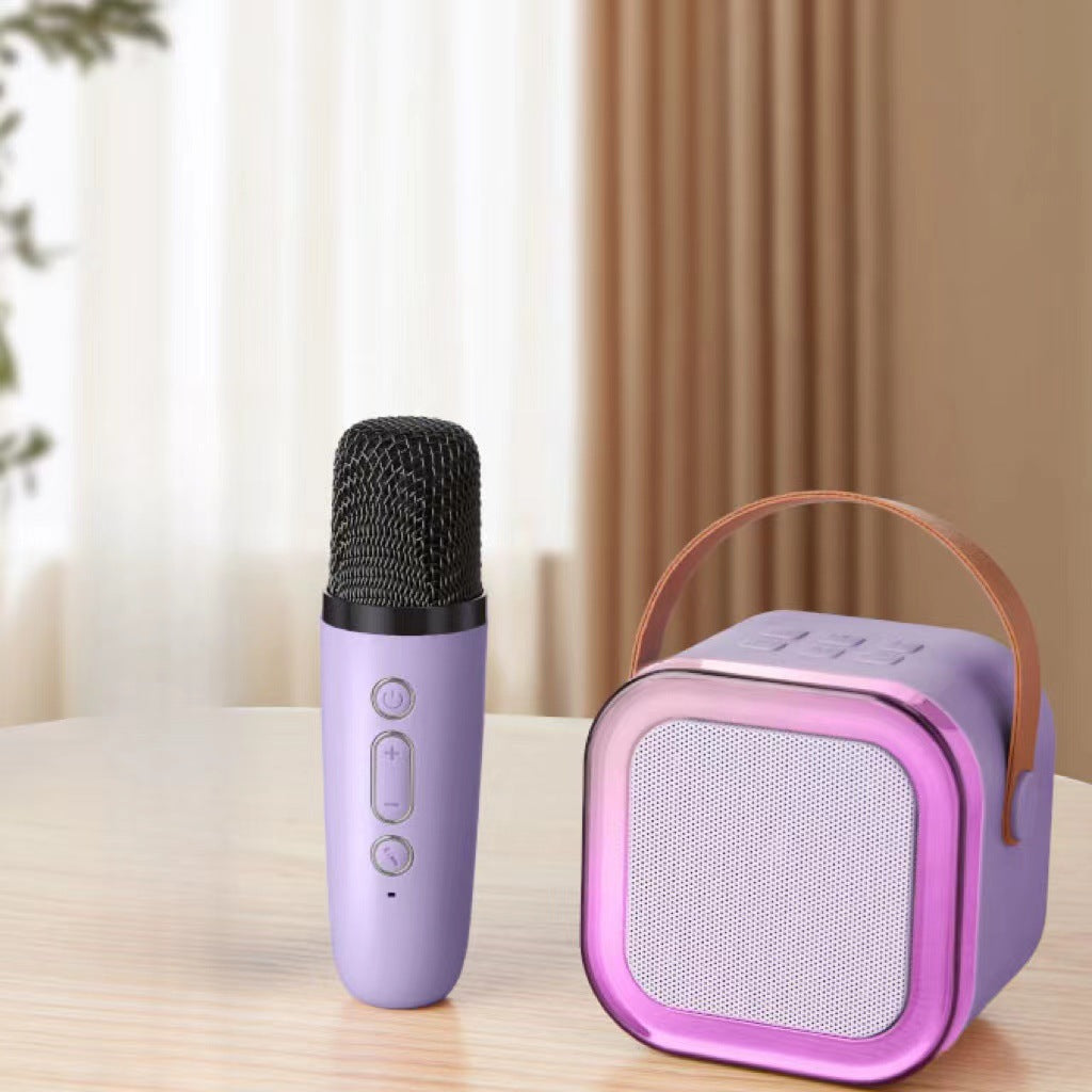 Purple single wheat Portable Mini Karaoke Machine with Wireless Microphone - Bluetooth Speaker for Kids &amp; Adults