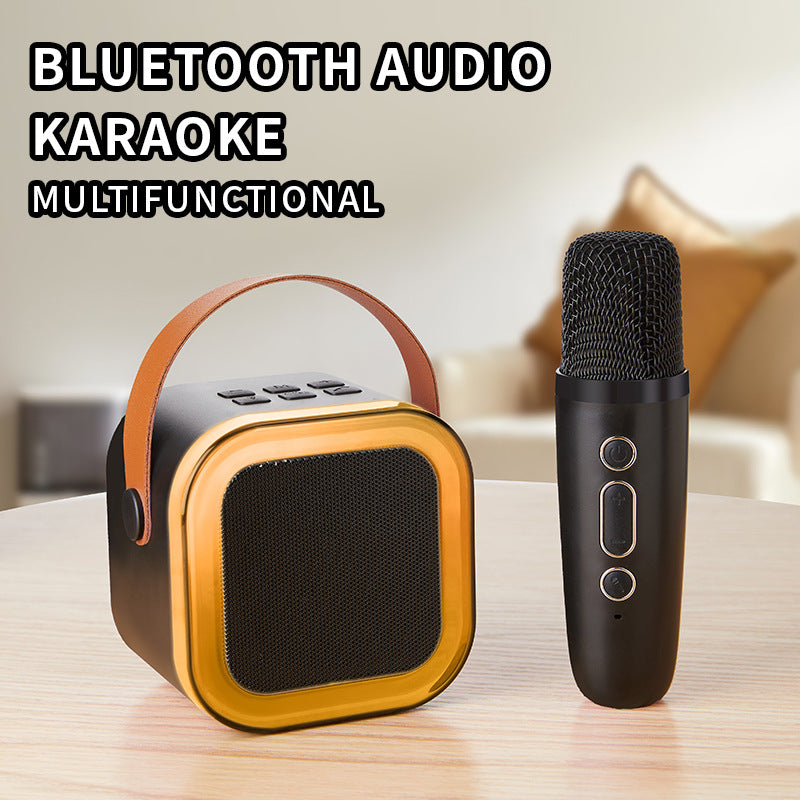 Black single wheat Portable Mini Karaoke Machine with Wireless Microphone - Bluetooth Speaker for Kids &amp; Adults