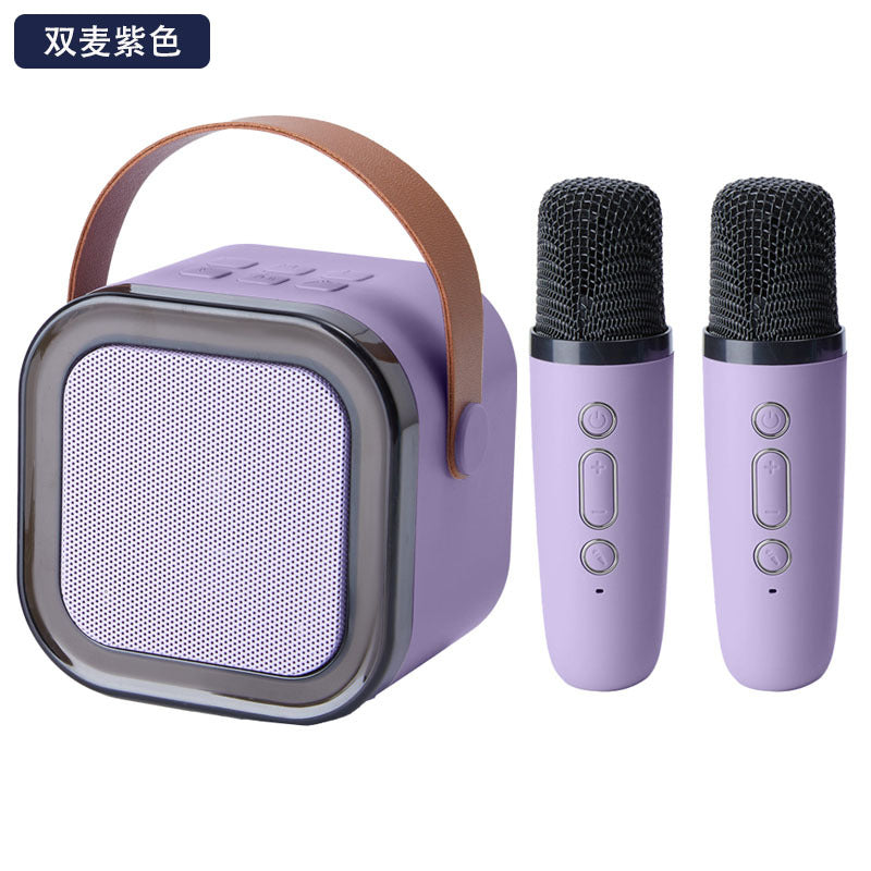 Purple double wheat Portable Mini Karaoke Machine with Wireless Microphone - Bluetooth Speaker for Kids &amp; Adults