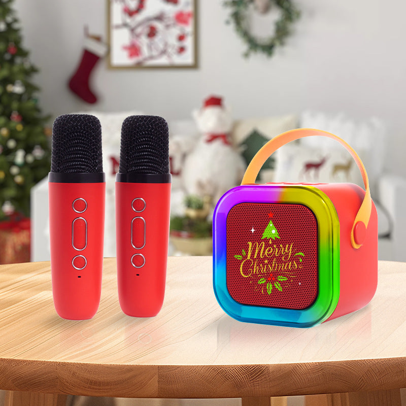Red double wheat Portable Mini Karaoke Machine with Wireless Microphone - Bluetooth Speaker for Kids &amp; Adults