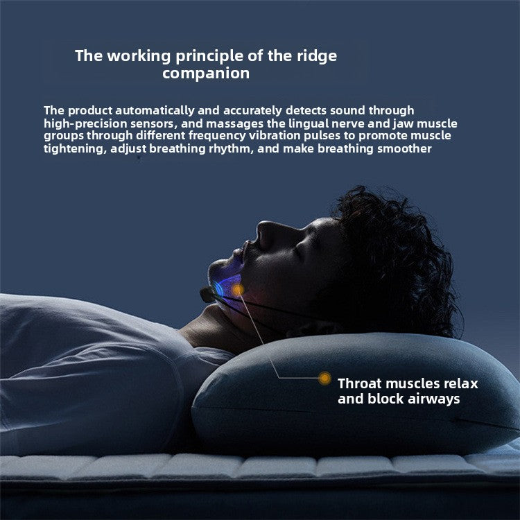 Black Smart Anti-Snoring Device - TENS Pulse Snore Stopper for Quieter Sleep