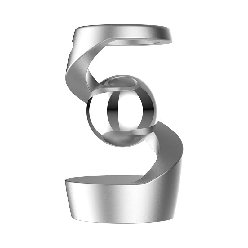 Silver gyroscope and silver beads Kinetic Levitating Desk Toy - Silent Spinning Floating Gyroscope for Stress Relief &amp; Office Decor