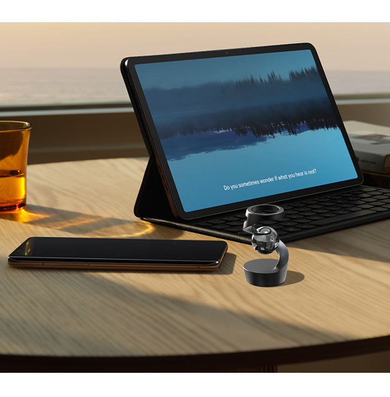 Silver gyroscope and silver beads Kinetic Levitating Desk Toy - Silent Spinning Floating Gyroscope for Stress Relief & Office Decor