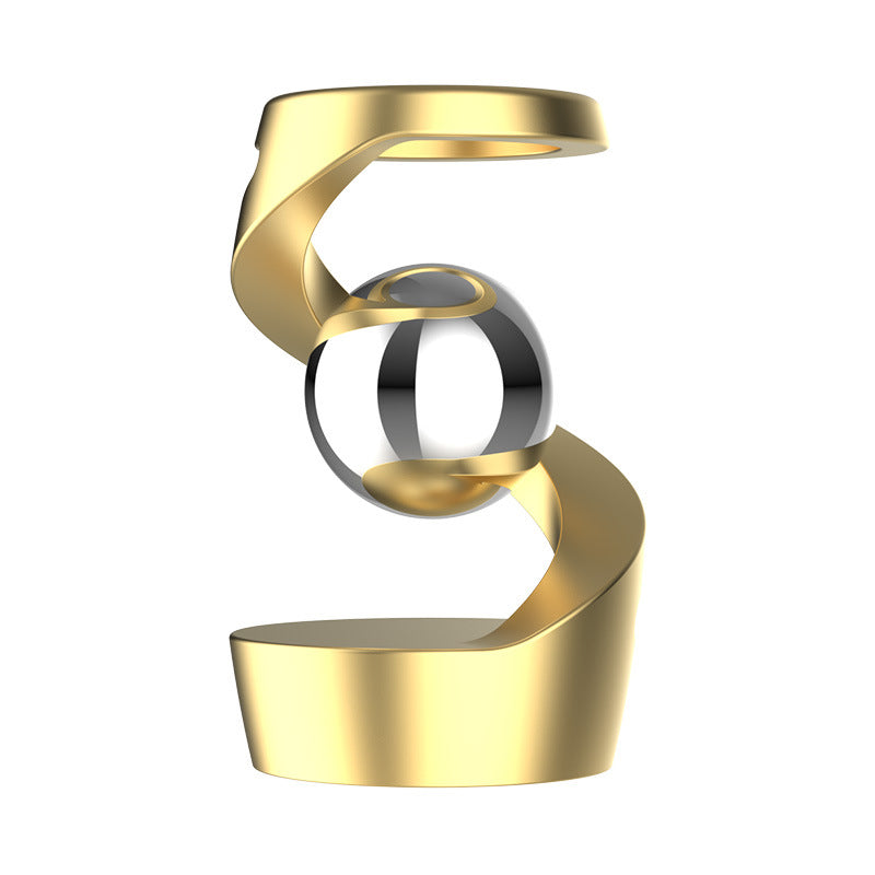 Golden gyroscope and silver beads Kinetic Levitating Desk Toy - Silent Spinning Floating Gyroscope for Stress Relief &amp; Office Decor