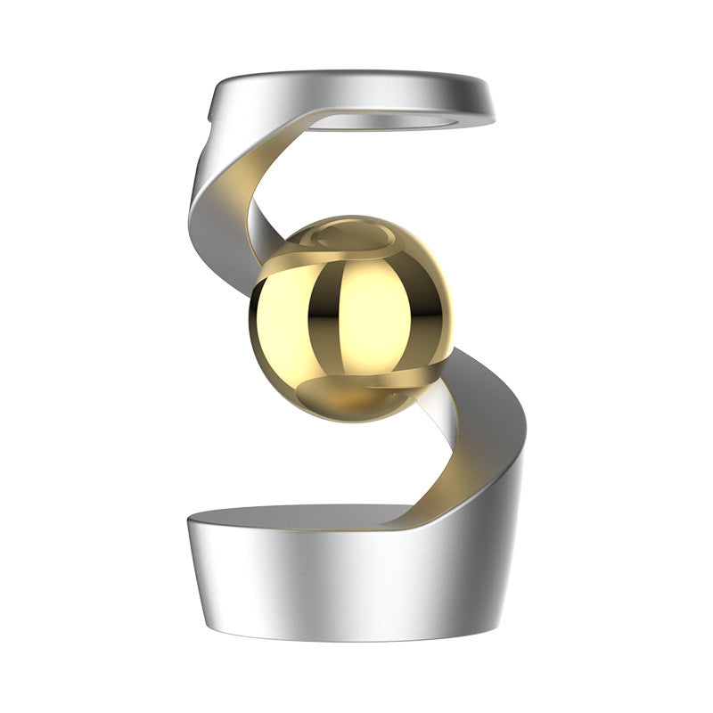 Silver gyroscope and gold beads Kinetic Levitating Desk Toy - Silent Spinning Floating Gyroscope for Stress Relief &amp; Office Decor