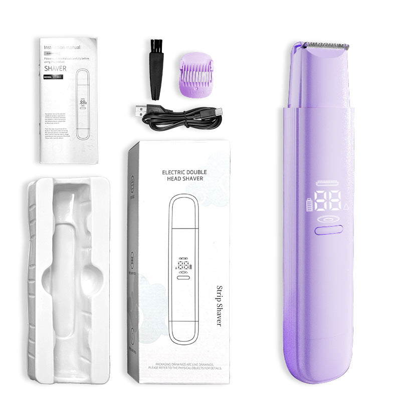 Purple Painless Electric Shaver for Women - USB Rechargeable Bikini Trimmer &amp; Body Hair Remover, Wet &amp; Dry Use