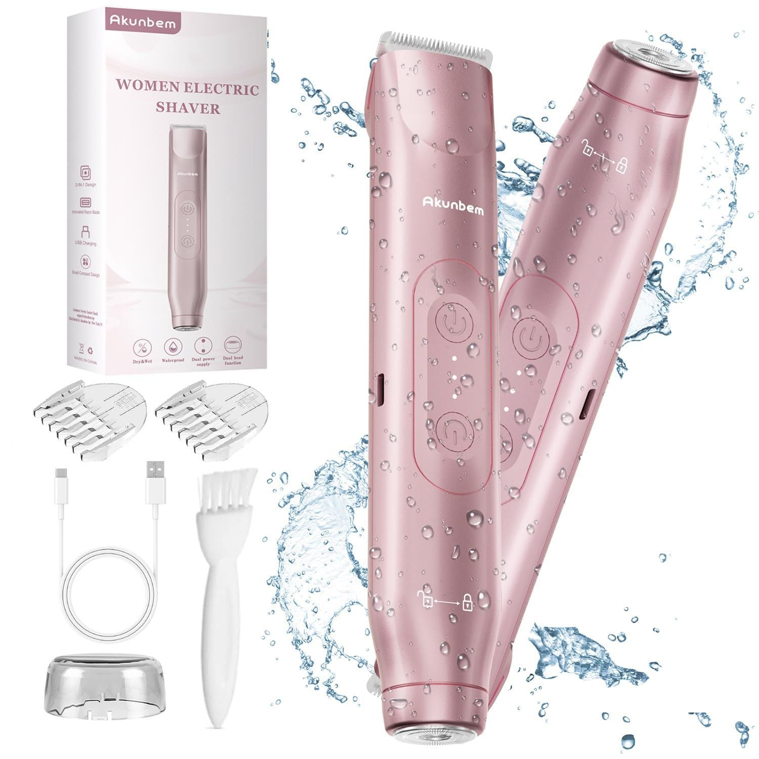 Purple Painless Electric Shaver for Women - USB Rechargeable Bikini Trimmer & Body Hair Remover, Wet & Dry Use