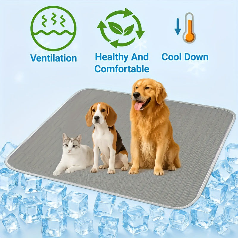 Blue Pet Summer Ice Silk Cooling Mat - Breathable Latex Sleep Pad for Dogs & Cats (70*50cm)