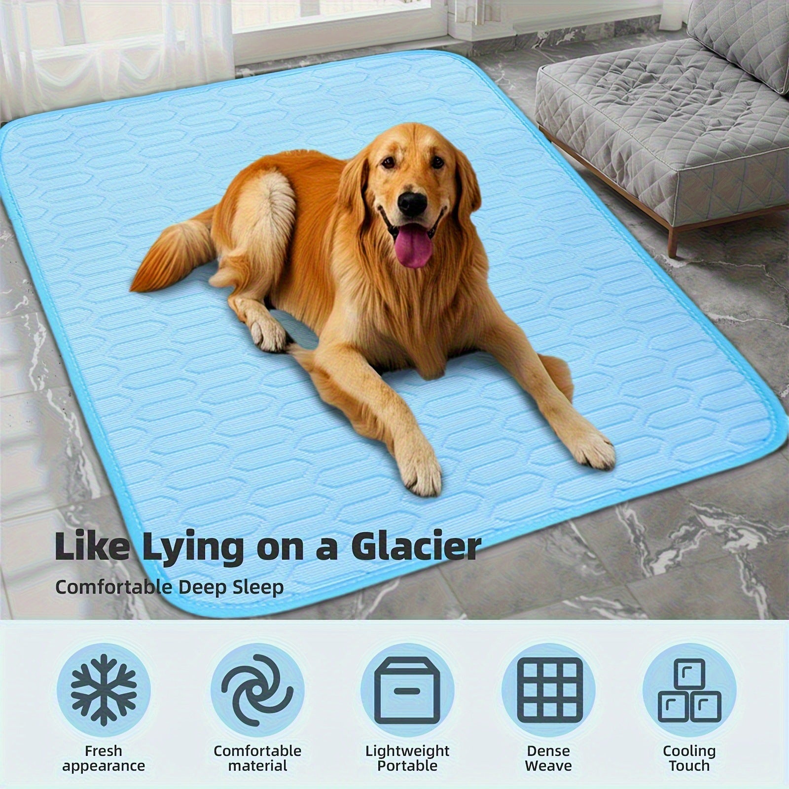 Grey Pet Summer Ice Silk Cooling Mat - Breathable Latex Sleep Pad for Dogs & Cats (40*30cm)