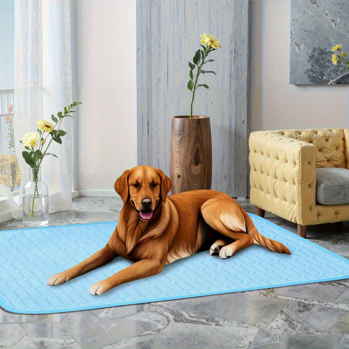 Grey Pet Summer Ice Silk Cooling Mat - Breathable Latex Sleep Pad for Dogs & Cats (70*50cm)