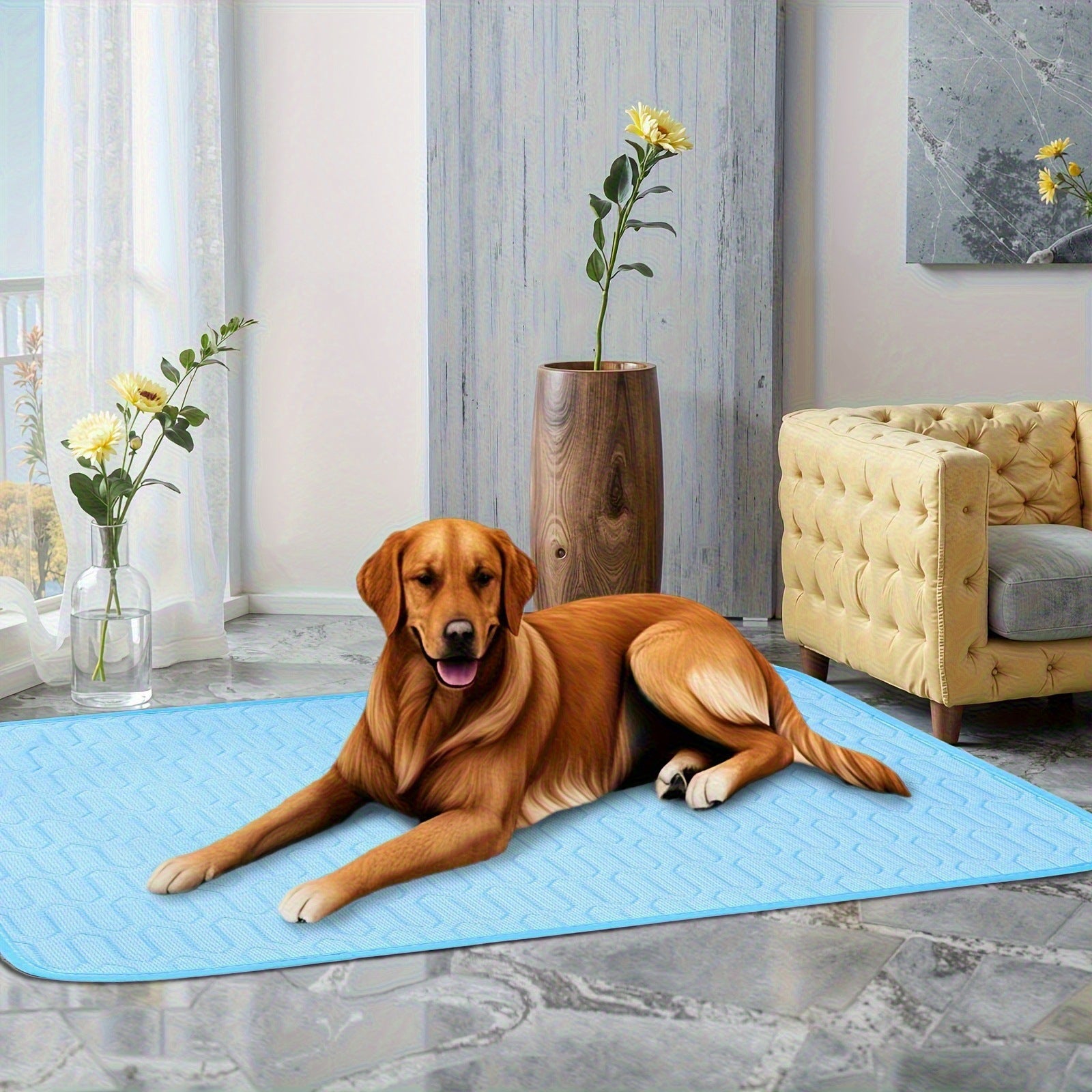 Grey Pet Summer Ice Silk Cooling Mat - Breathable Latex Sleep Pad for Dogs & Cats (150*100cm)
