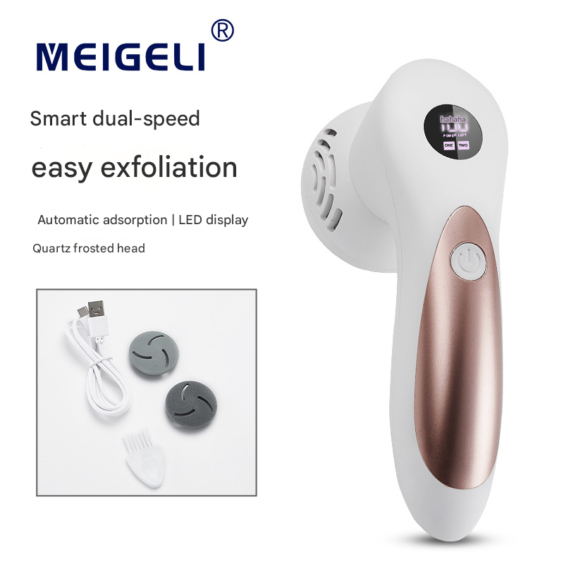 White Electric Foot Callus Remover with Vacuum - Rechargeable Pedicure Tool with 3 Quartz Grinding Heads & LED Display