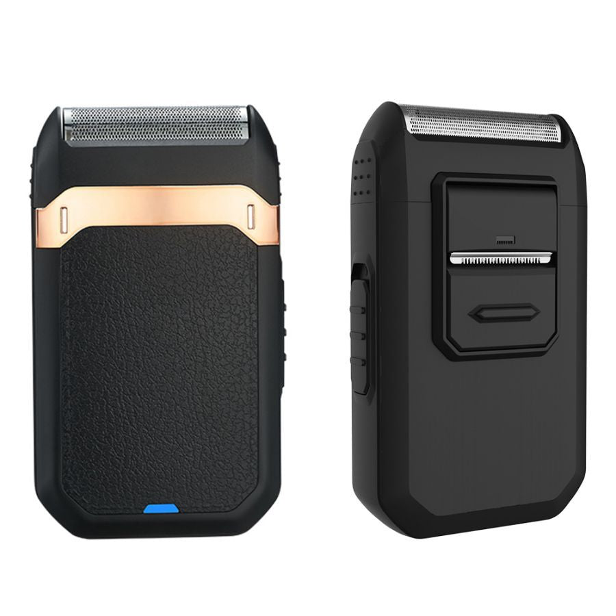 Black Rechargeable Electric Shaver for Men - Wet/Dry Reciprocating Razor with Pop-up Trimmer &amp; Type-C Fast Charge