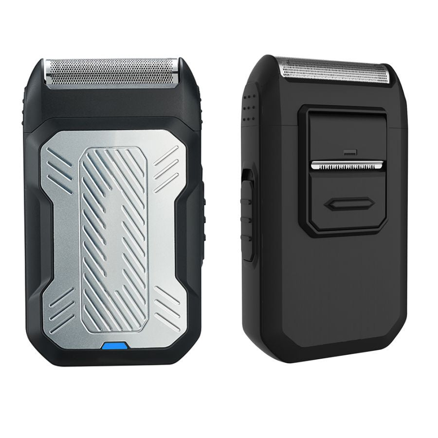 Black and Grey Rechargeable Electric Shaver for Men - Wet/Dry Reciprocating Razor with Pop-up Trimmer &amp; Type-C Fast Charge