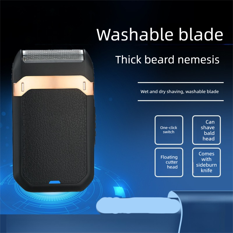 Black and Grey Rechargeable Electric Shaver for Men - Wet/Dry Reciprocating Razor with Pop-up Trimmer & Type-C Fast Charge