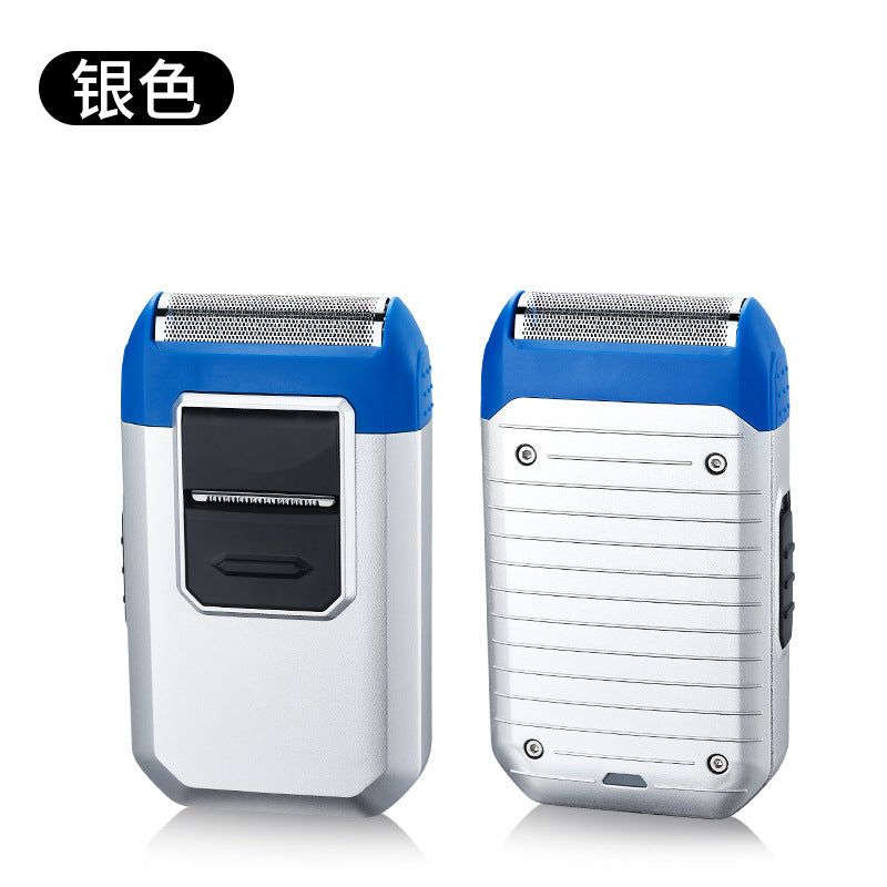 Silver Rechargeable Electric Shaver for Men - Wet/Dry Reciprocating Razor with Pop-up Trimmer & Type-C Fast Charge