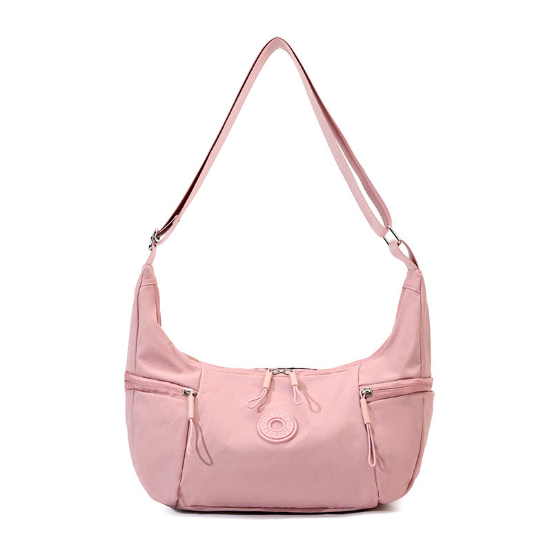 Pink Stylish & Lightweight Nylon Crossbody Bag for Women - Large Capacity Shoulder Hobo Bag with Water-Resistant Finish, Perfect for Travel & Daily Use