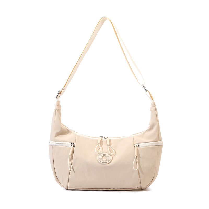 Beige Stylish &amp; Lightweight Nylon Crossbody Bag for Women - Large Capacity Shoulder Hobo Bag with Water-Resistant Finish, Perfect for Travel &amp; Daily Use