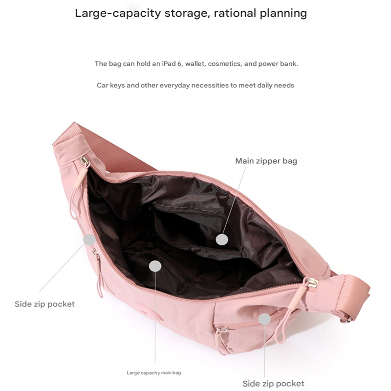 Beige Stylish & Lightweight Nylon Crossbody Bag for Women - Large Capacity Shoulder Hobo Bag with Water-Resistant Finish, Perfect for Travel & Daily Use