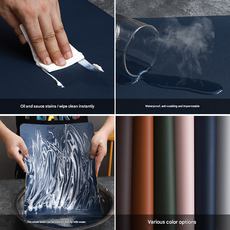 2-PCS Pink and dark grey PVC Double-Sided Lychee Texture Table Mat - Waterproof, Heat-Resistant & Easy to Clean for Home and Hotel Use