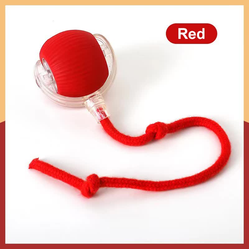 2-PCS Red Automatic Interactive Cat Ball Toy with Rope - Durable &amp; Bite-Resistant Pet Jump Ball for Self-Entertainment &amp; Play