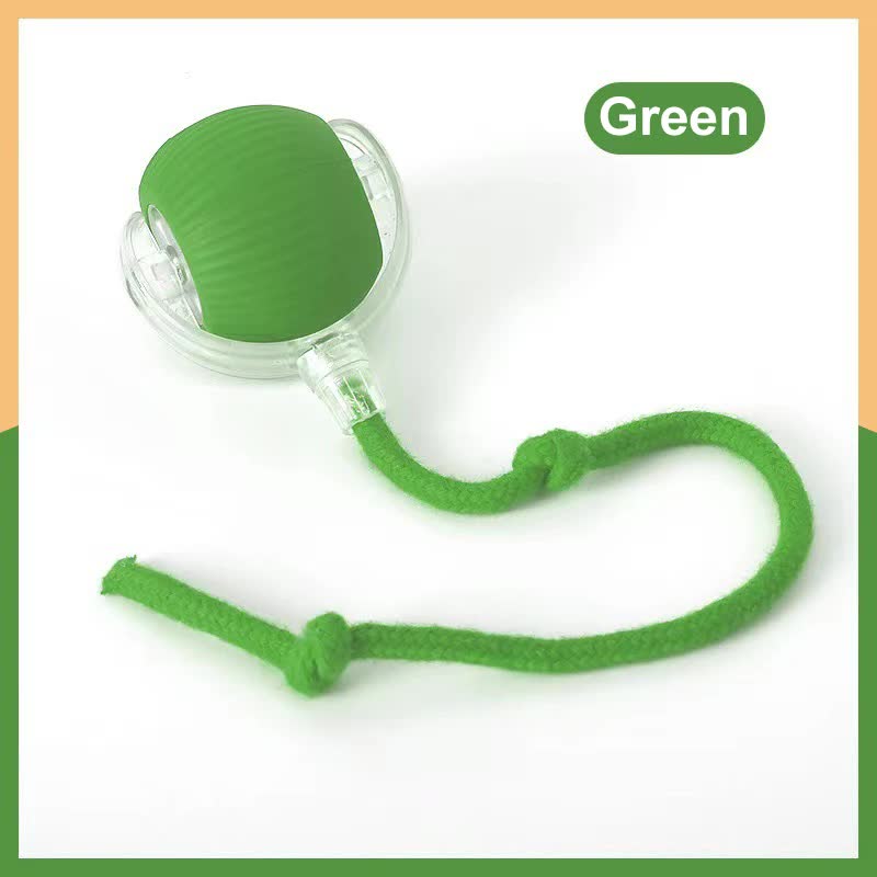 2-PCS Green Automatic Interactive Cat Ball Toy with Rope - Durable &amp; Bite-Resistant Pet Jump Ball for Self-Entertainment &amp; Play