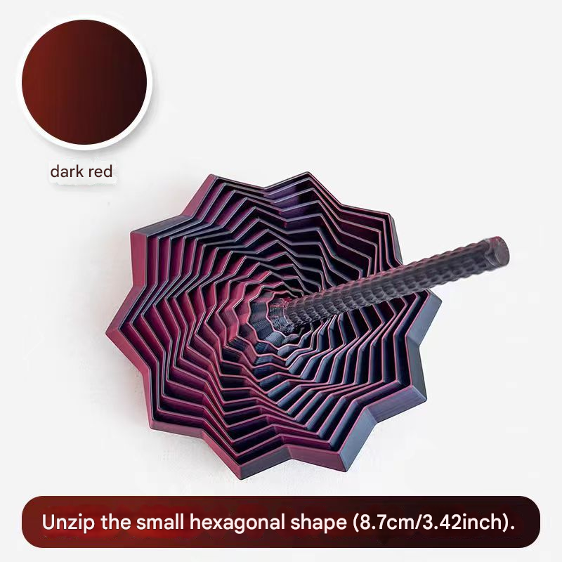 2-Pcs Dark red Smart 3D Printed Fidget Toy - Hexagonal Illusion Folding Desk Toy for Stress Relief &amp; Focus