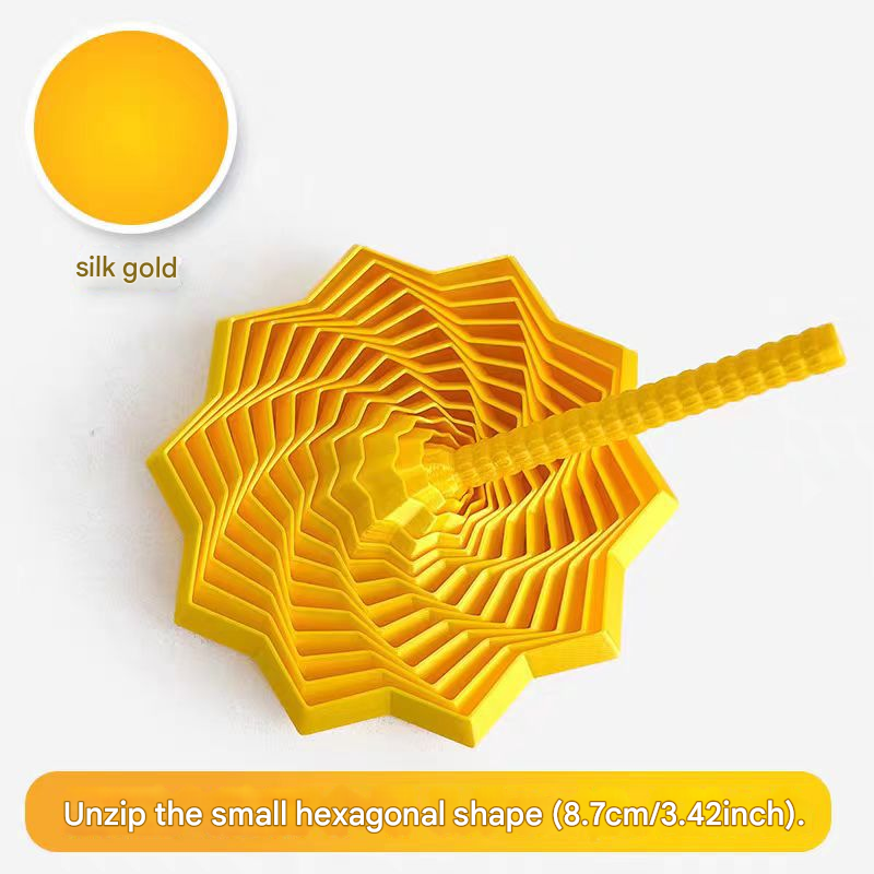 2-Pcs Silk gold Smart 3D Printed Fidget Toy - Hexagonal Illusion Folding Desk Toy for Stress Relief &amp; Focus