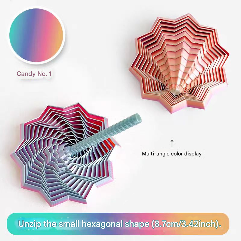 2-Pcs Candy color Smart 3D Printed Fidget Toy - Hexagonal Illusion Folding Desk Toy for Stress Relief &amp; Focus