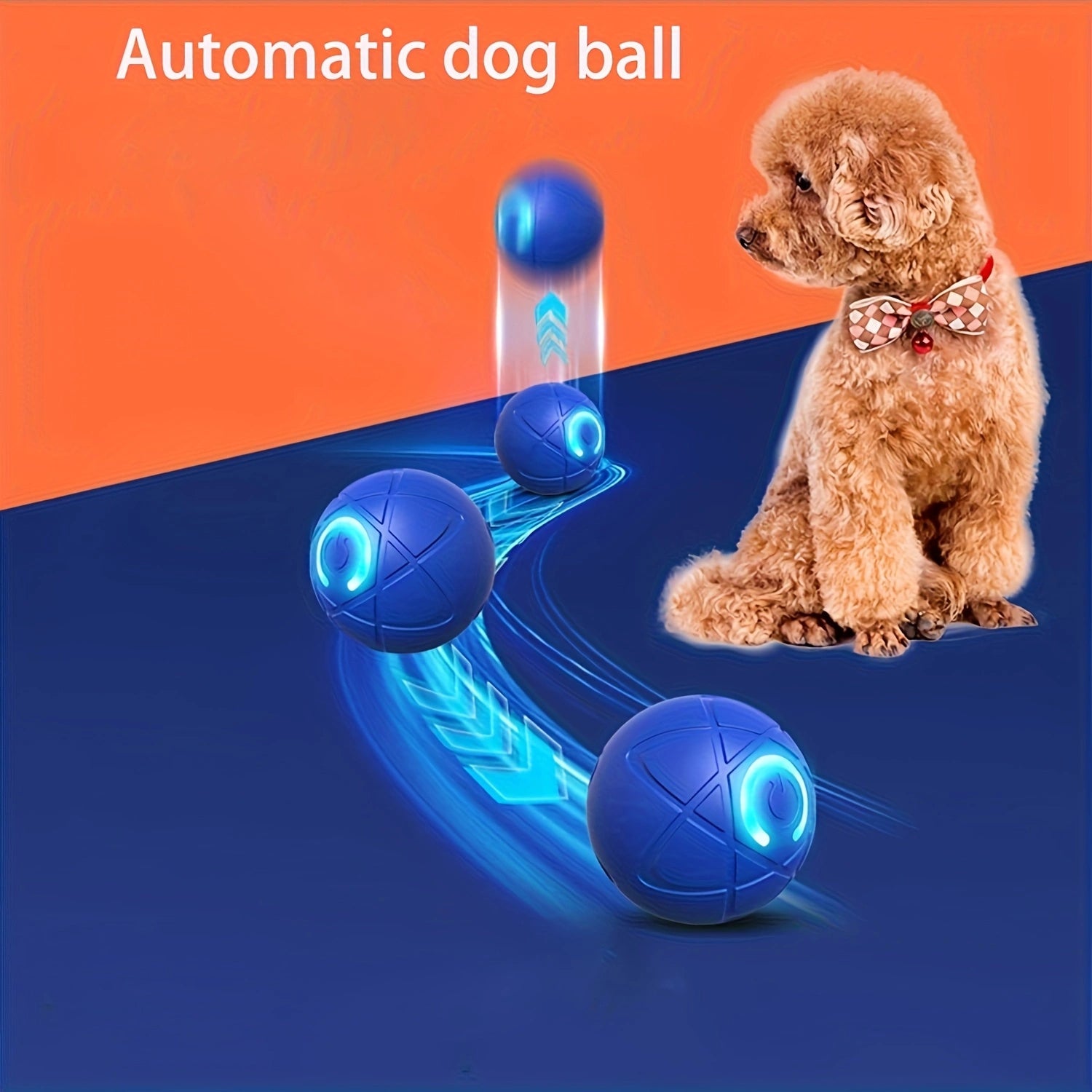 2-PCS Blue Intelligent Gravity Jump Ball - Dynamic Bite-Resistant Pet Toy for Cats & Small to Medium Breeds - USB-C Rechargeable