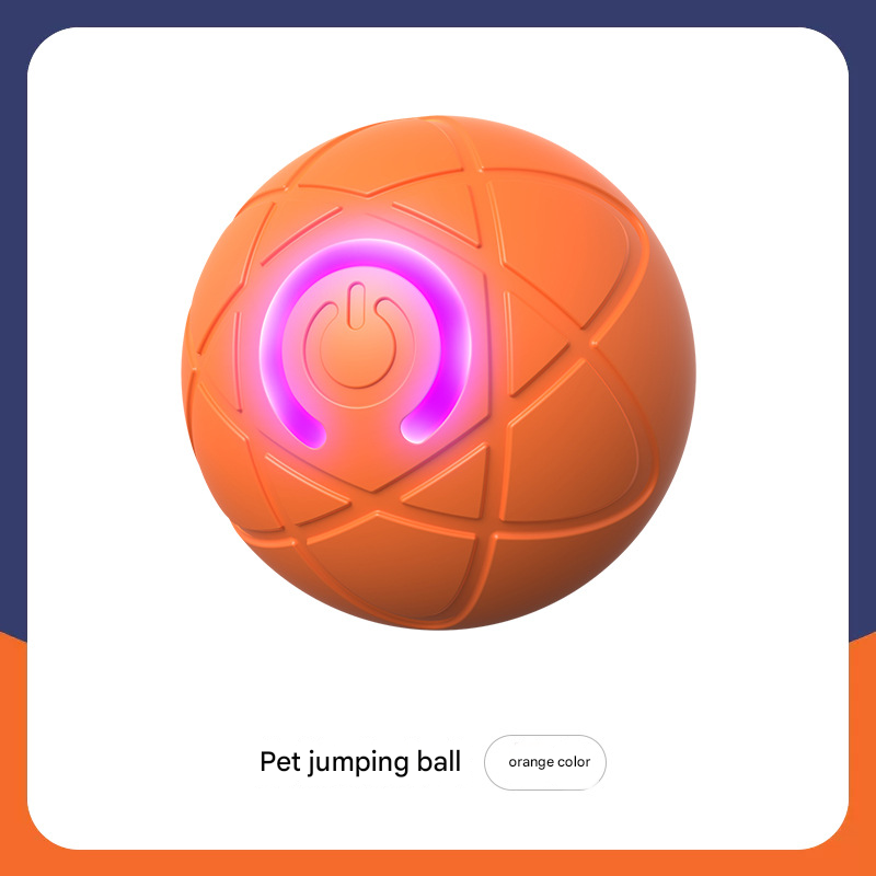 2-PCS Orange Intelligent Gravity Jump Ball - Dynamic Bite-Resistant Pet Toy for Cats &amp; Small to Medium Breeds - USB-C Rechargeable