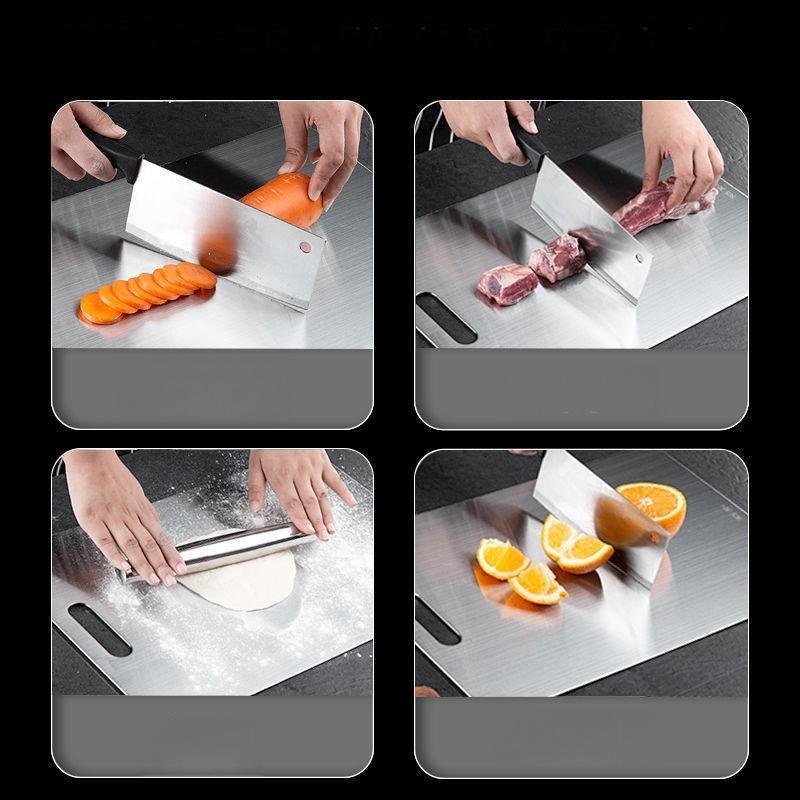 Dual-Sided Stainless Steel Chopping Board - Hygienic & Durable Kitchen Cutting Board for Meat, Veggies & More(23*34cm)