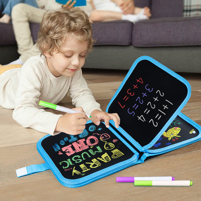 Little Bear Portable Reusable Drawing Board for Kids - erasable Doodle Book with Water Chalk Pens - Toddler Travel Activity Toy