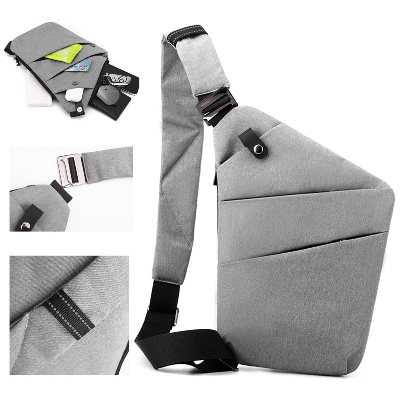 Black Anti-theft Crossbody Sling Bag for Men & Women - Slim, Lightweight Chest Shoulder Pack for Travel & Daily Commute