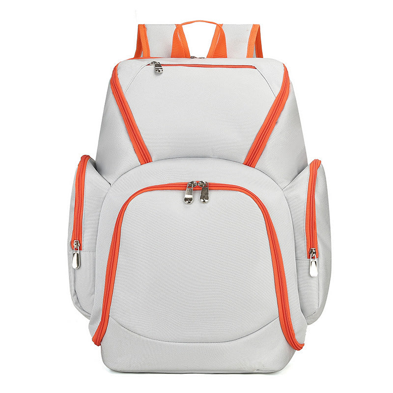 White Large Capacity Oxford Cloth Basketball Backpack - Waterproof Gym &amp; Travel Bag for Men &amp; Women with S-Type Straps