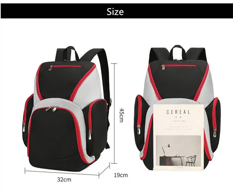 Black and white Large Capacity Oxford Cloth Basketball Backpack - Waterproof Gym & Travel Bag for Men & Women with S-Type Straps