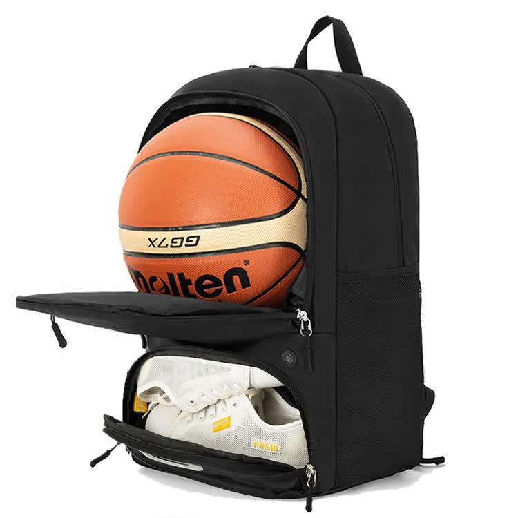 Red Sports Backpack with Separate Shoe & Ball Compartments - Waterproof Gym Bag for Basketball, Soccer, Travel & Daily Use