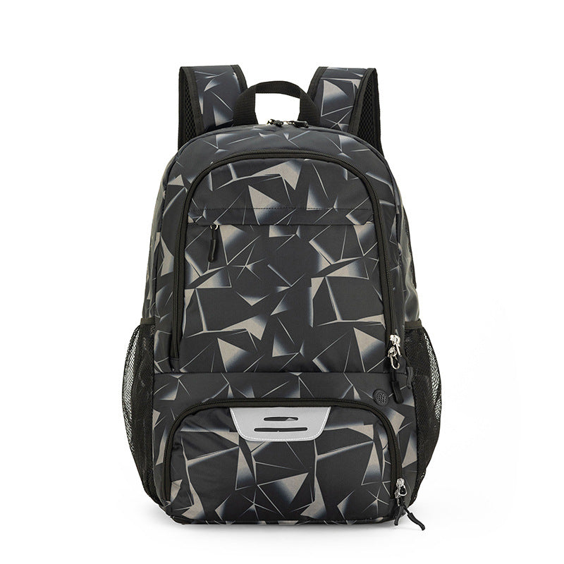 Grey Sports Backpack with Separate Shoe &amp; Ball Compartments - Waterproof Gym Bag for Basketball, Soccer, Travel &amp; Daily Use