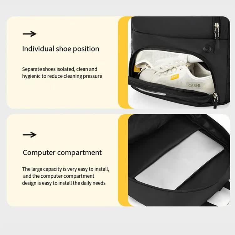 Black Sports Backpack with Separate Shoe & Ball Compartments - Waterproof Gym Bag for Basketball, Soccer, Travel & Daily Use