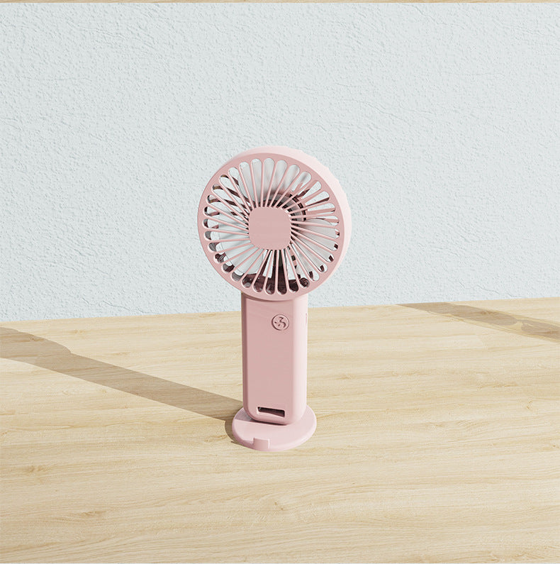 2-PCS Pink Portable USB Rechargeable Mini Handheld Fan with Desktop Base &amp; Phone Stand - 3-Speed Quiet Operation