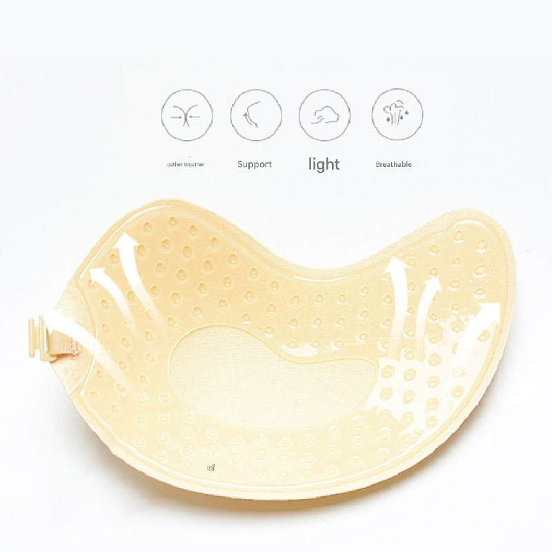 3-PCS Skin color Invisible Silicone Push-Up Bra - Reusable Adhesive Mango Breast Pasties with Breathable Design - Strapless Backless Self-Adhesive Nipple Covers for Women(Cup D)