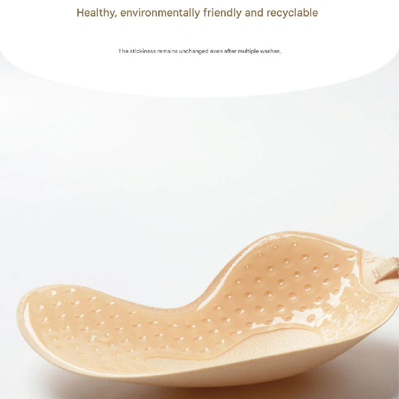 3-PCS Skin color Invisible Silicone Push-Up Bra - Reusable Adhesive Mango Breast Pasties with Breathable Design - Strapless Backless Self-Adhesive Nipple Covers for Women(Cup D)