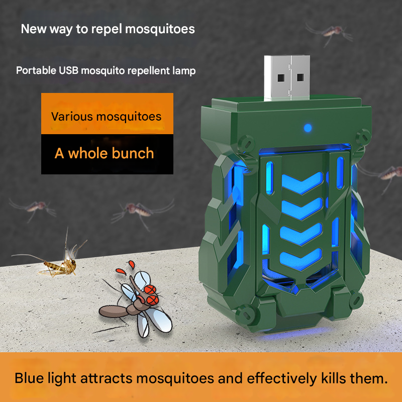 White Portable USB Mosquito Repellent Heater - Electric Mosquito Killer with Blue Light Lure - Smart Thermostatic for Indoor & Outdoor Use - Non-Toxic & Silent
