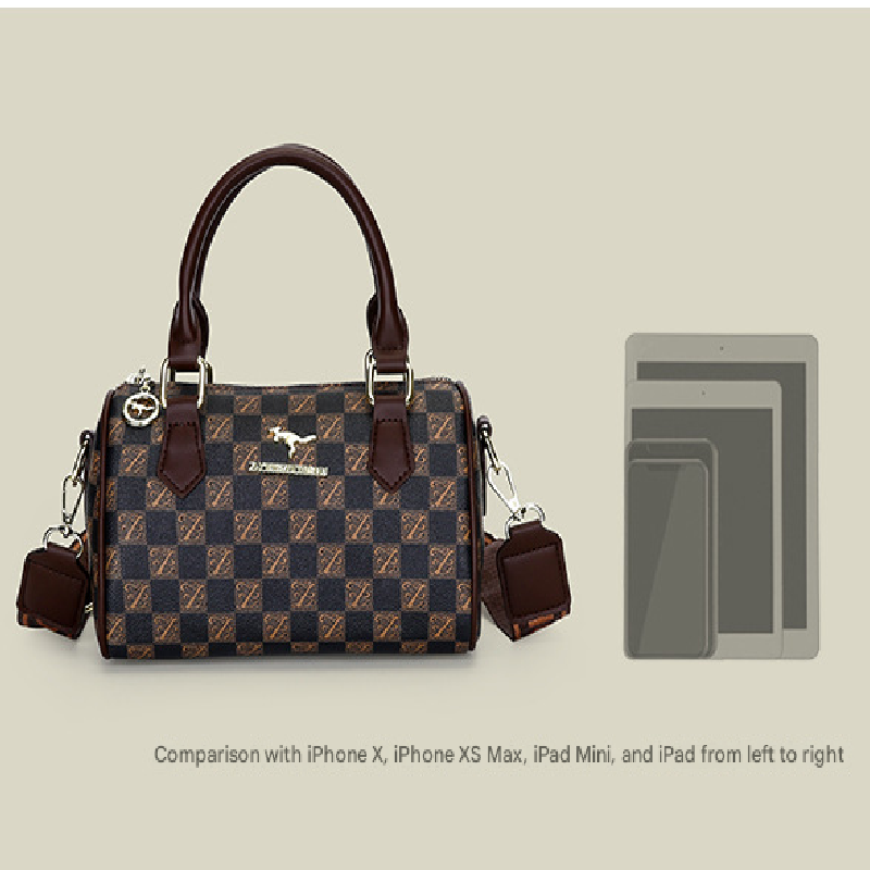 Brown leopard print Stylish PU Leather Boston Bag - Elegant Retro Single Shoulder Crossbody Handbag for Women