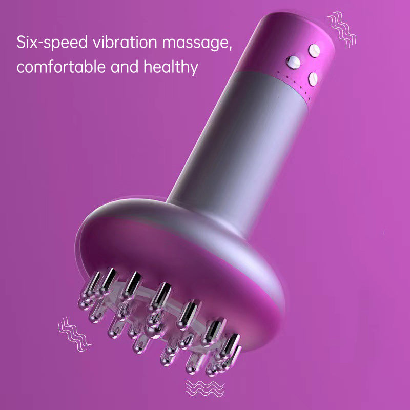 White Electric Meridian Brush Massager - 6-in-1 Handheld Device with Vibration, Microcurrent, and Heat Therapy