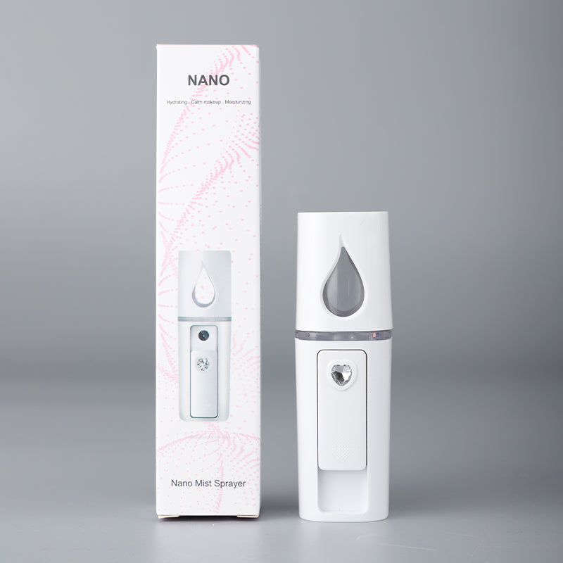 White Portable Nano Facial Mister - 20mL USB Rechargeable Hydrating Sprayer for Face &amp; Skin